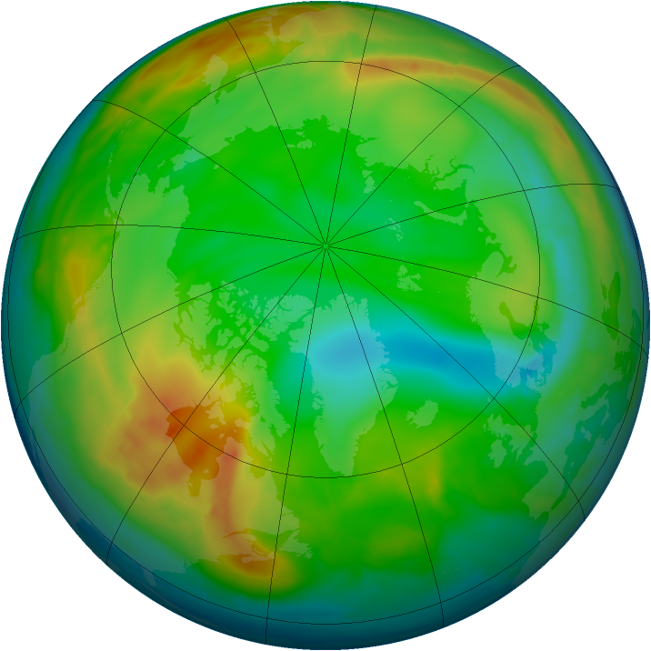 Arctic ozone map for 01 January 2009